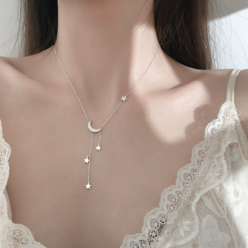 Moon Female Tassel Niche Design Advanced Light Luxury Personality Necklace