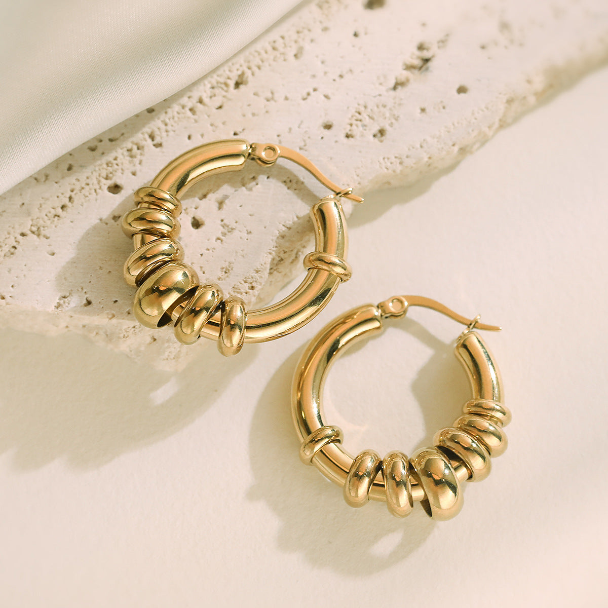 Simple Gold-plated Stainless Steel Vintage Female Earrings