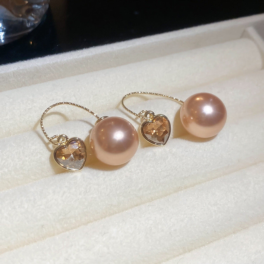 French Flash Zircon Flower Pearl Light Luxury Earrings