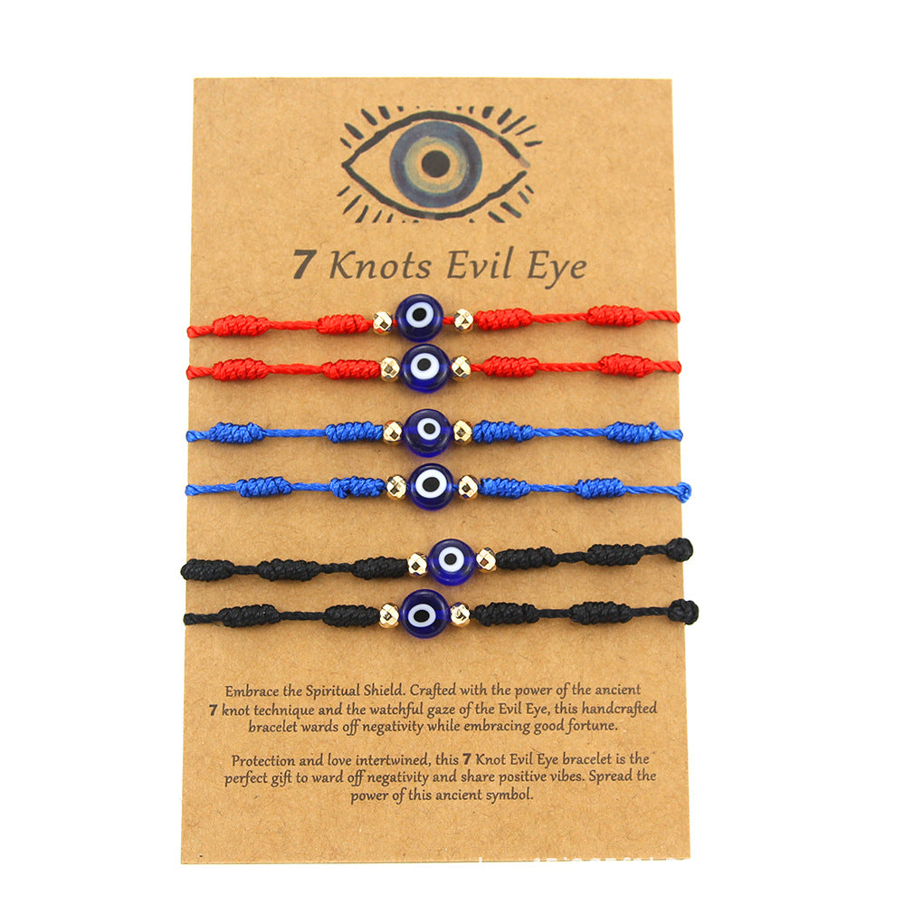 Devil's Eye Red Rope Woven Sets Of Cards Adjustable Couple Bracelets