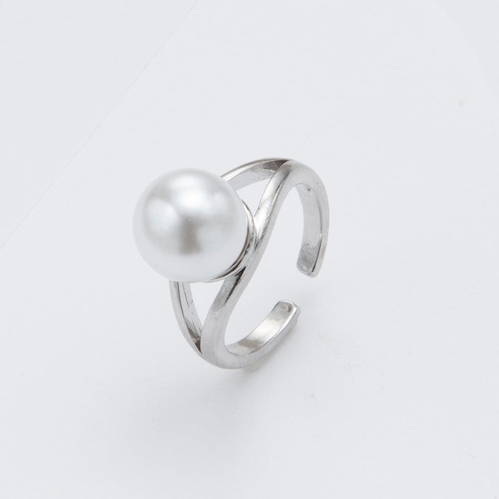 Women's High-grade Pearl Fashionable Frame Open Adjustable Rings