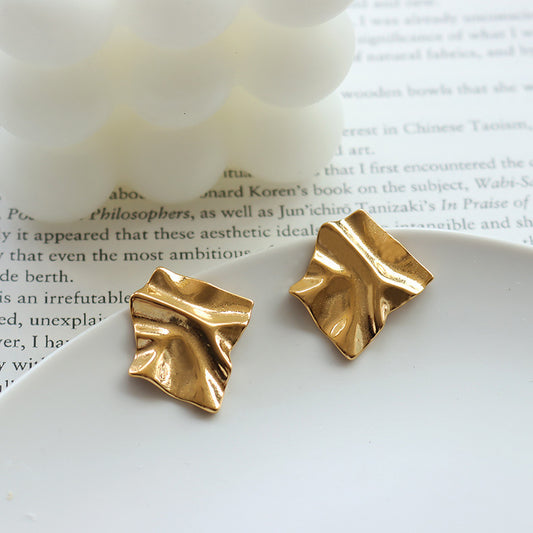 Pleated Quality Titanium Steel Gold-plated Cold Rings