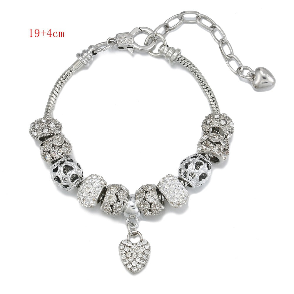 Premium Heart Metal Bead White Beads Bracelets
