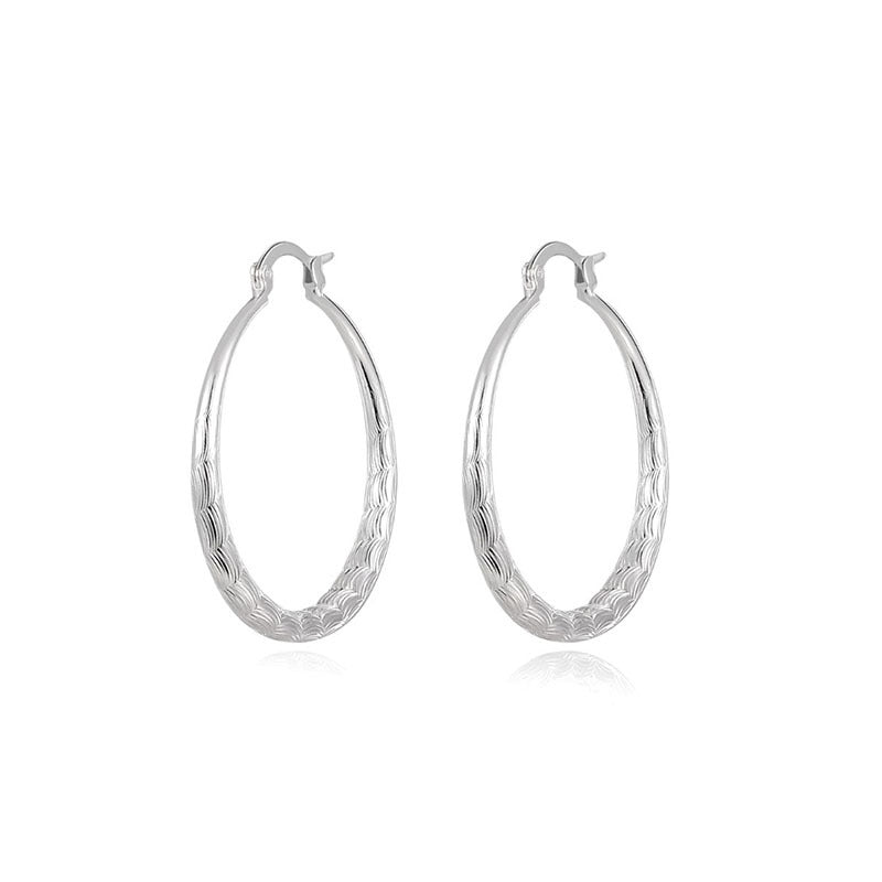 Sier Plated Big Hoop Fashion Personality Female Earrings