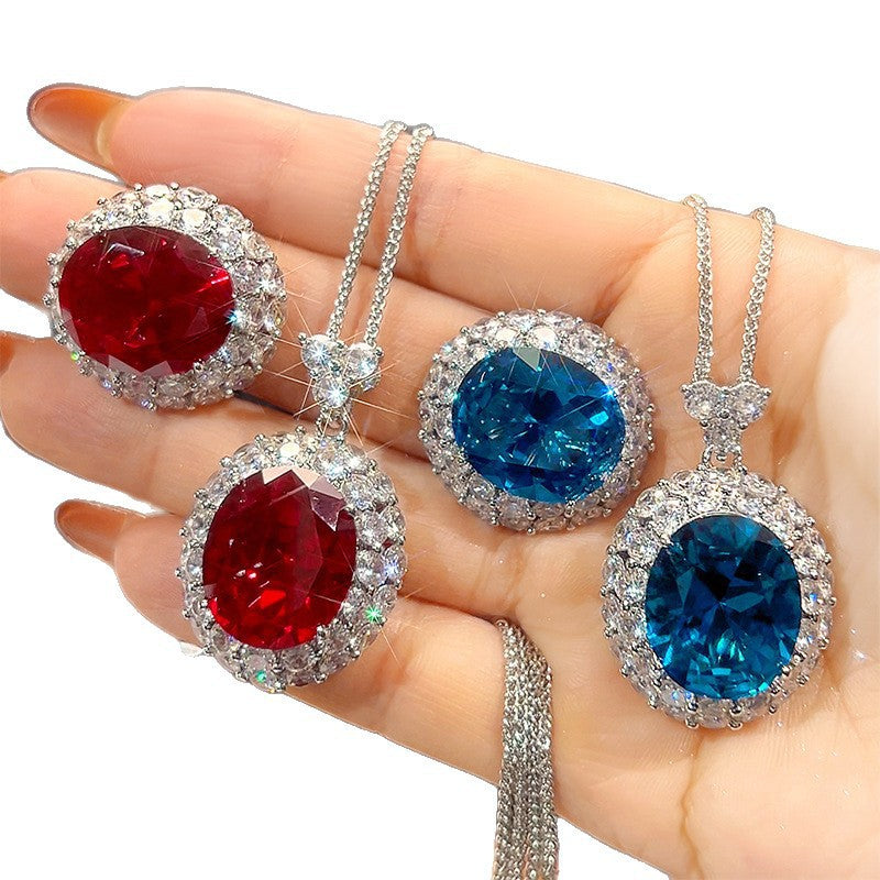 Simulation Red Corundum Pointed Crystal High-grade Jewelry Set