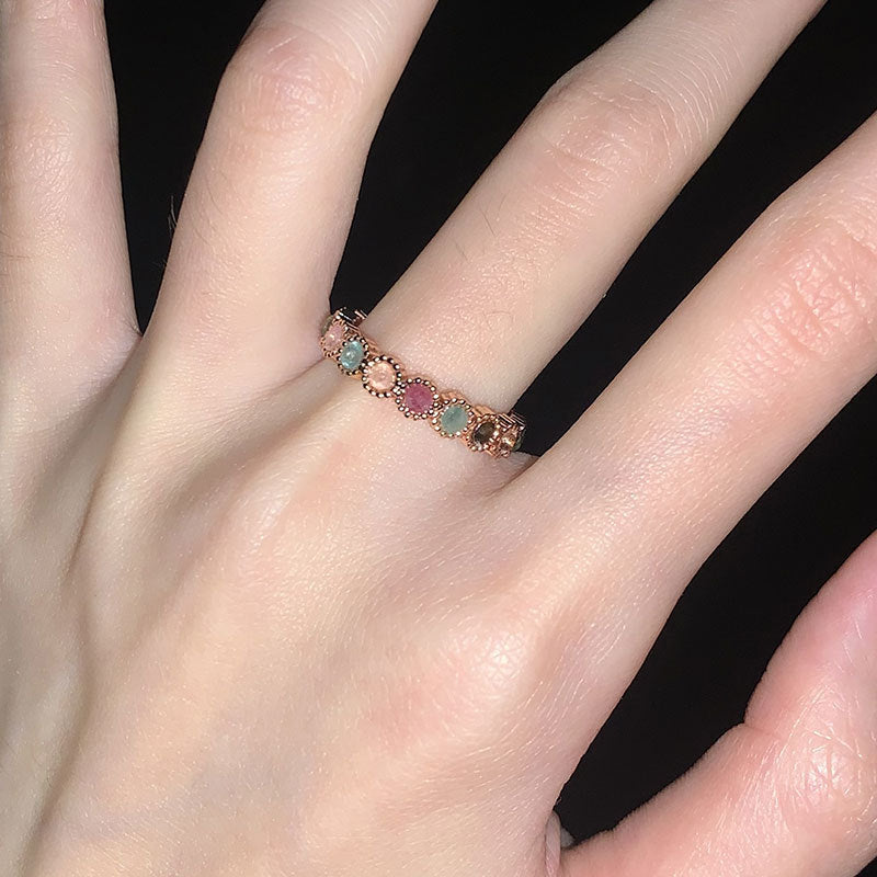 Tourmaline Rainbow Female Fashion Sweet Cool High-grade Sense Ring
