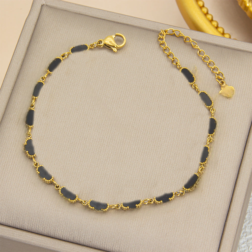 Four Flower Gold Colorful Rhombus Pattern Bracelet