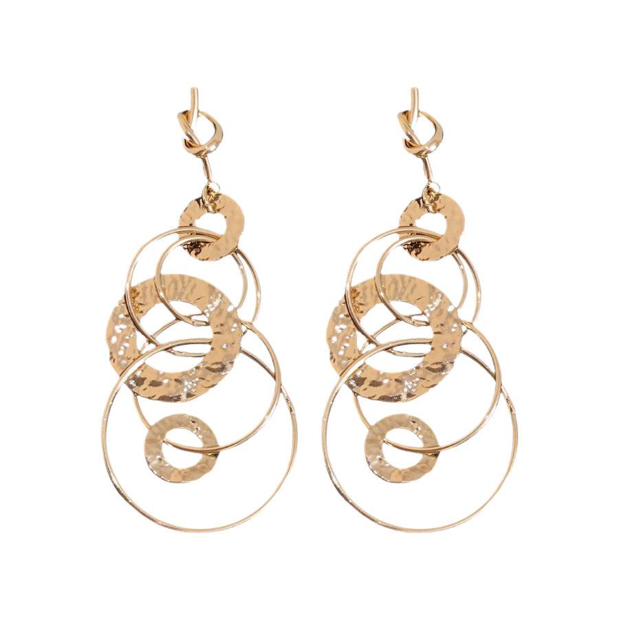 Women's Sier Needle Knotted Round Pleated Metal Tassel Stud Earrings