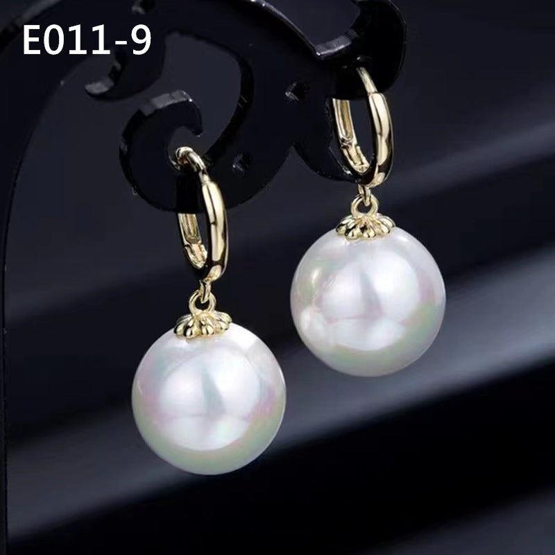 Women's Sier Needle Mermaid Pearl Retro Simple Graceful Earrings