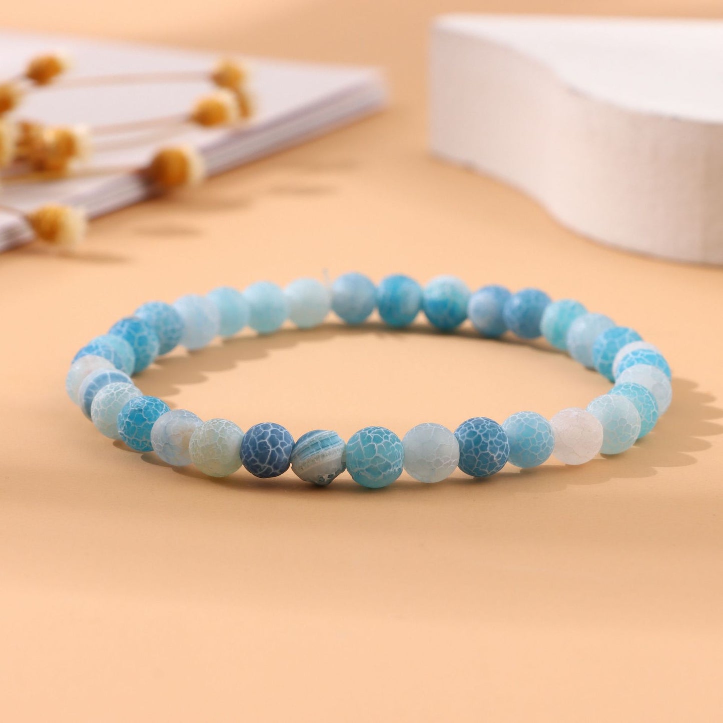 Women's & Men's Round Beads Couple Fashion Elastic String Beaded Bracelets