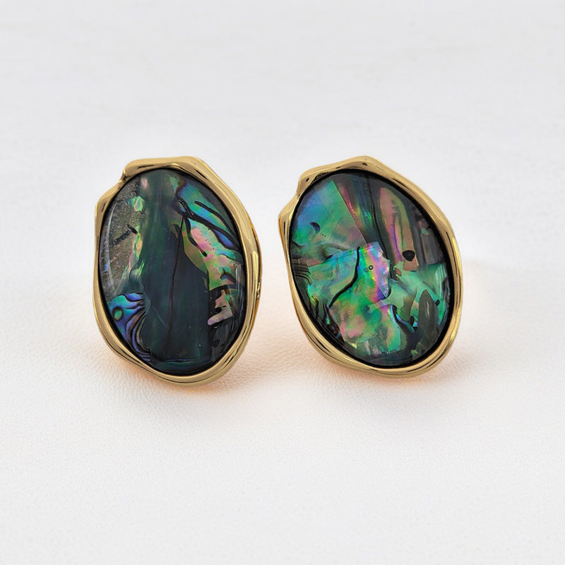 Women's Natural Abalone Shell Ear Light Luxury High Sense Niche Temperament Earrings