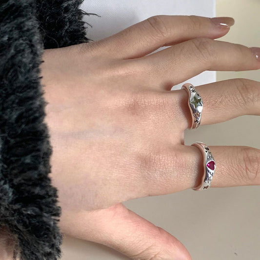 Loving Heart Zircon Female Sweet Cool Rings