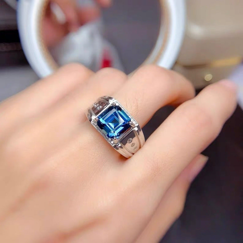 Women's & Men's Popular Sapphire Open Square Diamond Full Retro Ring