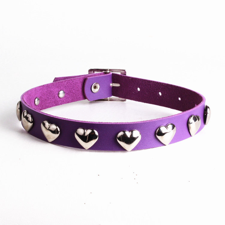 Punk Heart-shaped Leather Fashion Sexy Rivets Necklaces