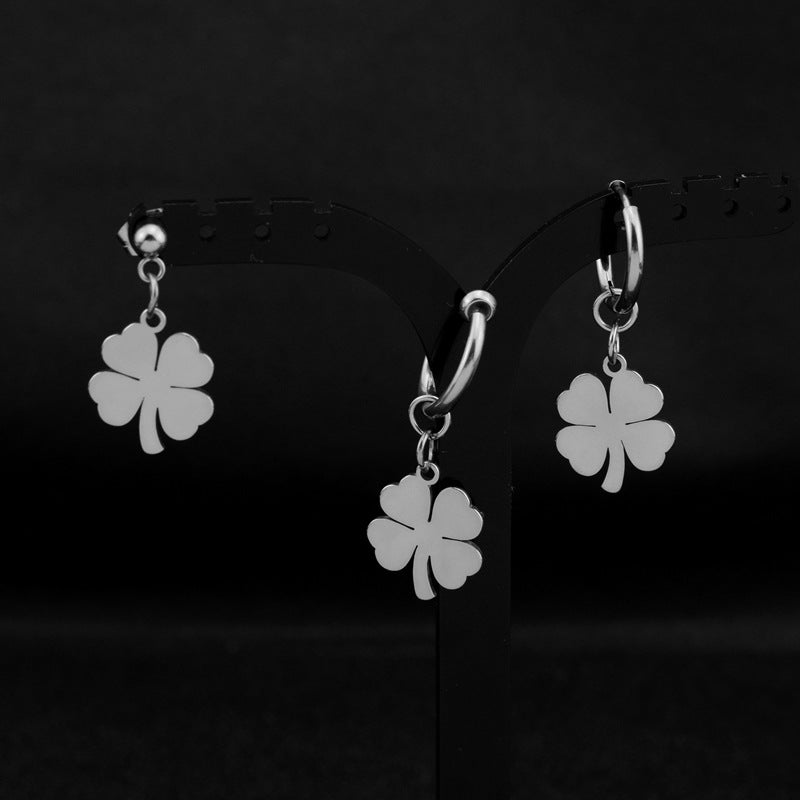 Women's Simple Clover Fashion Stainless Steel Flower Earrings