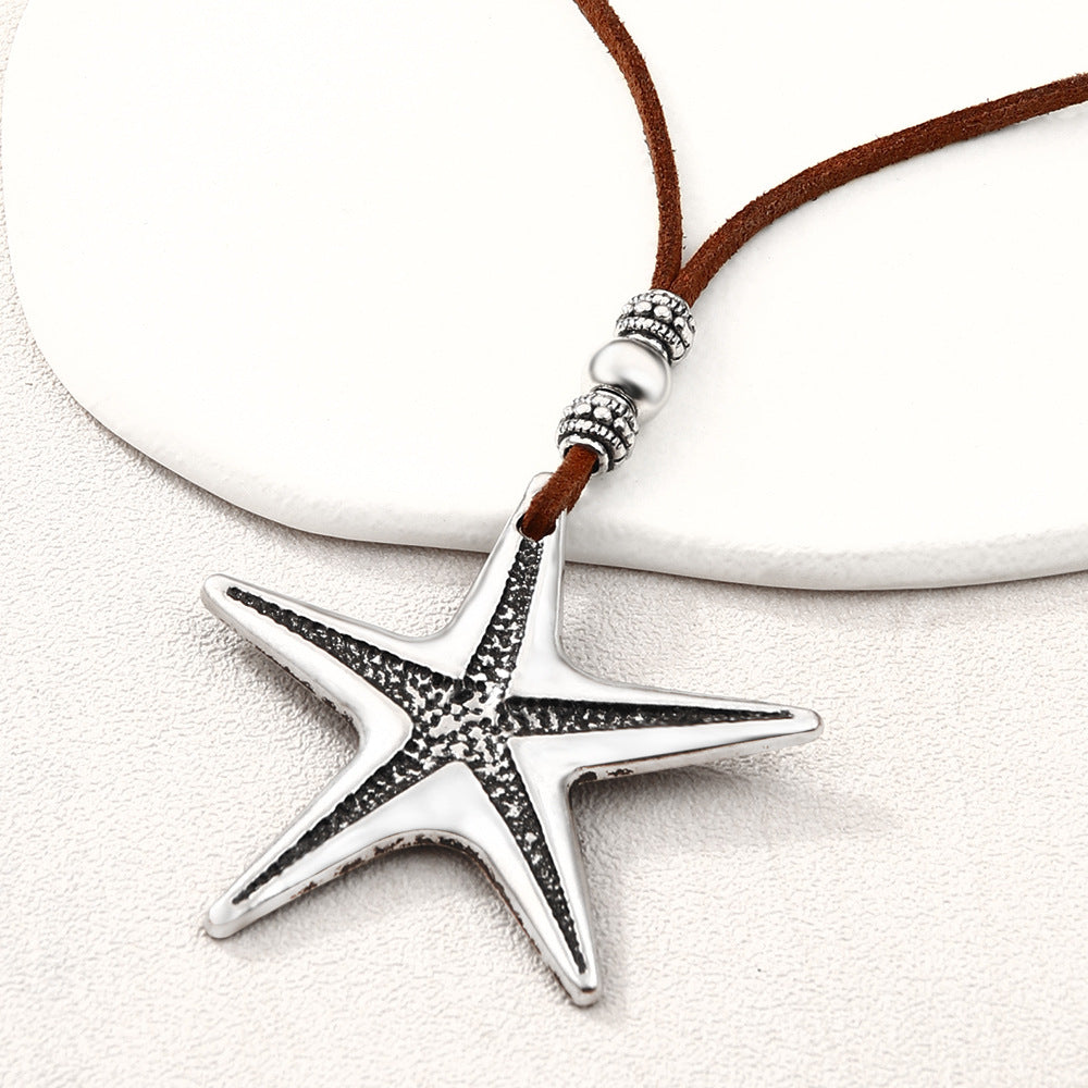 Global Starfish Alloy Personality Retro Metal Necklaces