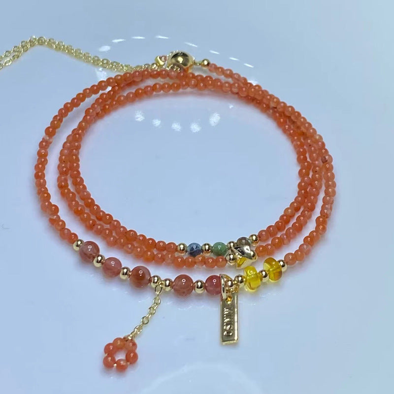 Ice Floating South Red Three-ring Niche Design Beeswax Bracelets