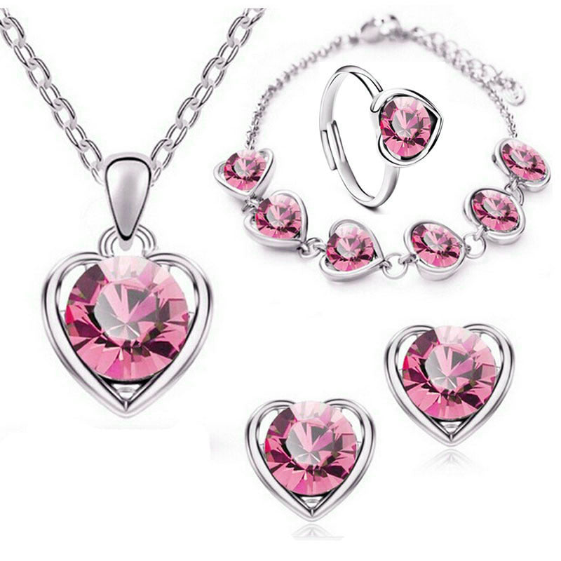 Stylish Durable Fashion Crystal Heart-shaped Heart Jewelry Set