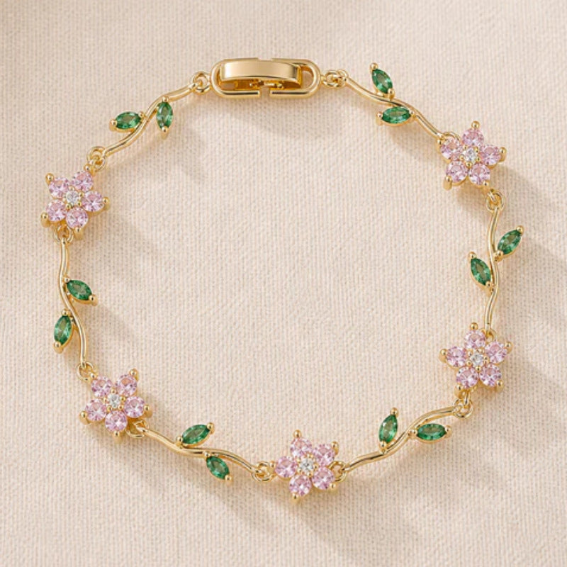 Tulip Colorful Crystals Gem Flower Light Bracelet