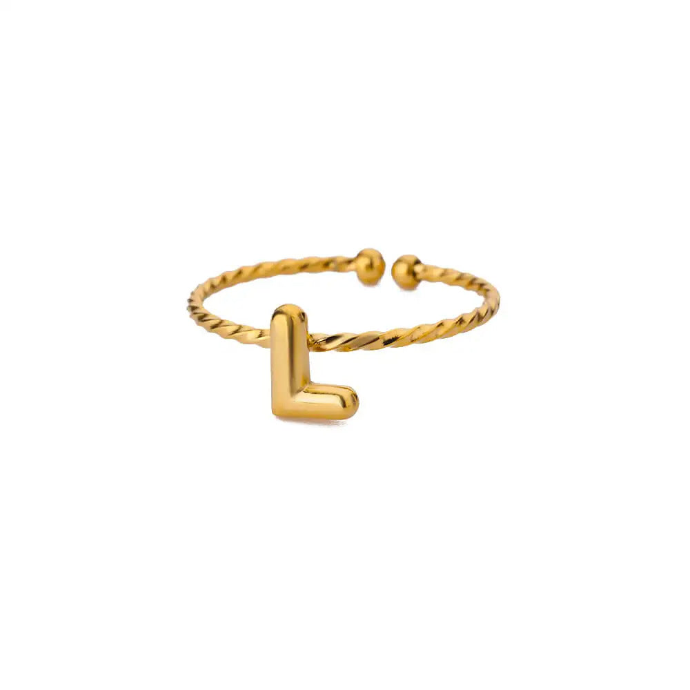 Stainless Steel Gold-plated English Letters Glossy Rings