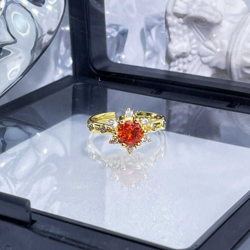 High-grade Red Diamond Open Female Minority Sweet Rings