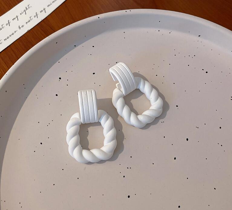 Needle Acrylic Twist Square Patch Graceful Geometric Retro Earrings