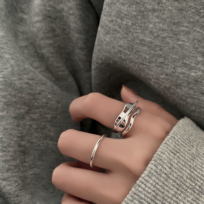 Women's Design Dual Layer Open-end Simple Fashion Personalized Index Finger Light Ring