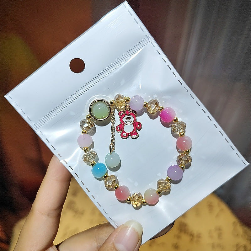 Cartoon Crystal Colored Glaze Flower Beaded Colorful Gift Box Bracelets