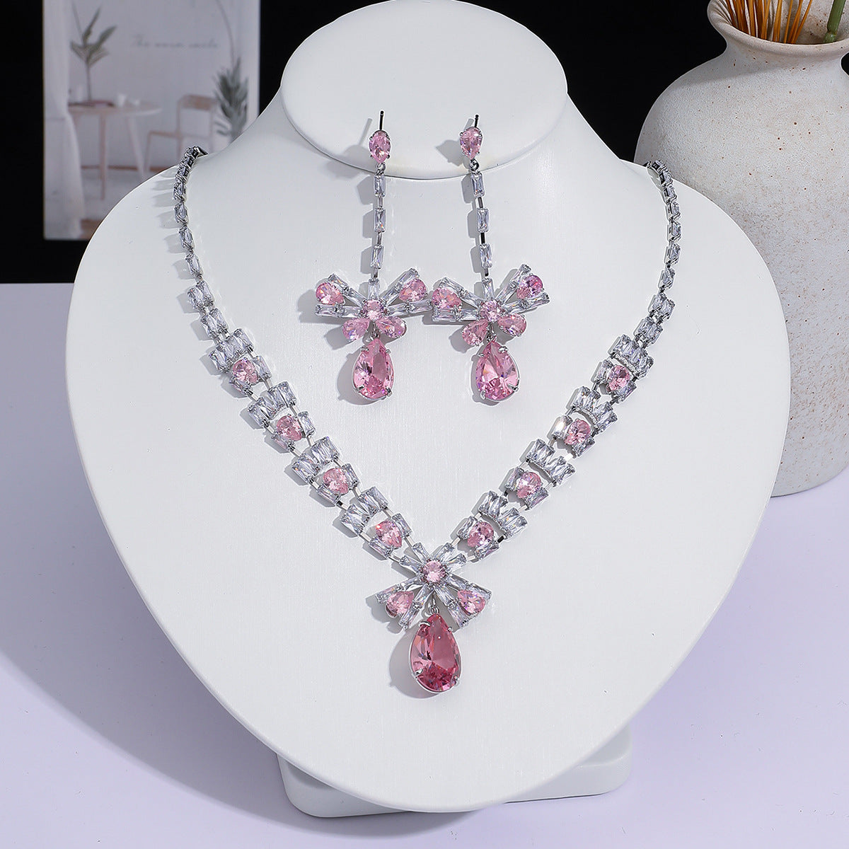 Full Diamond Drop-shaped Temperament The Dinner Party Jewelry Set