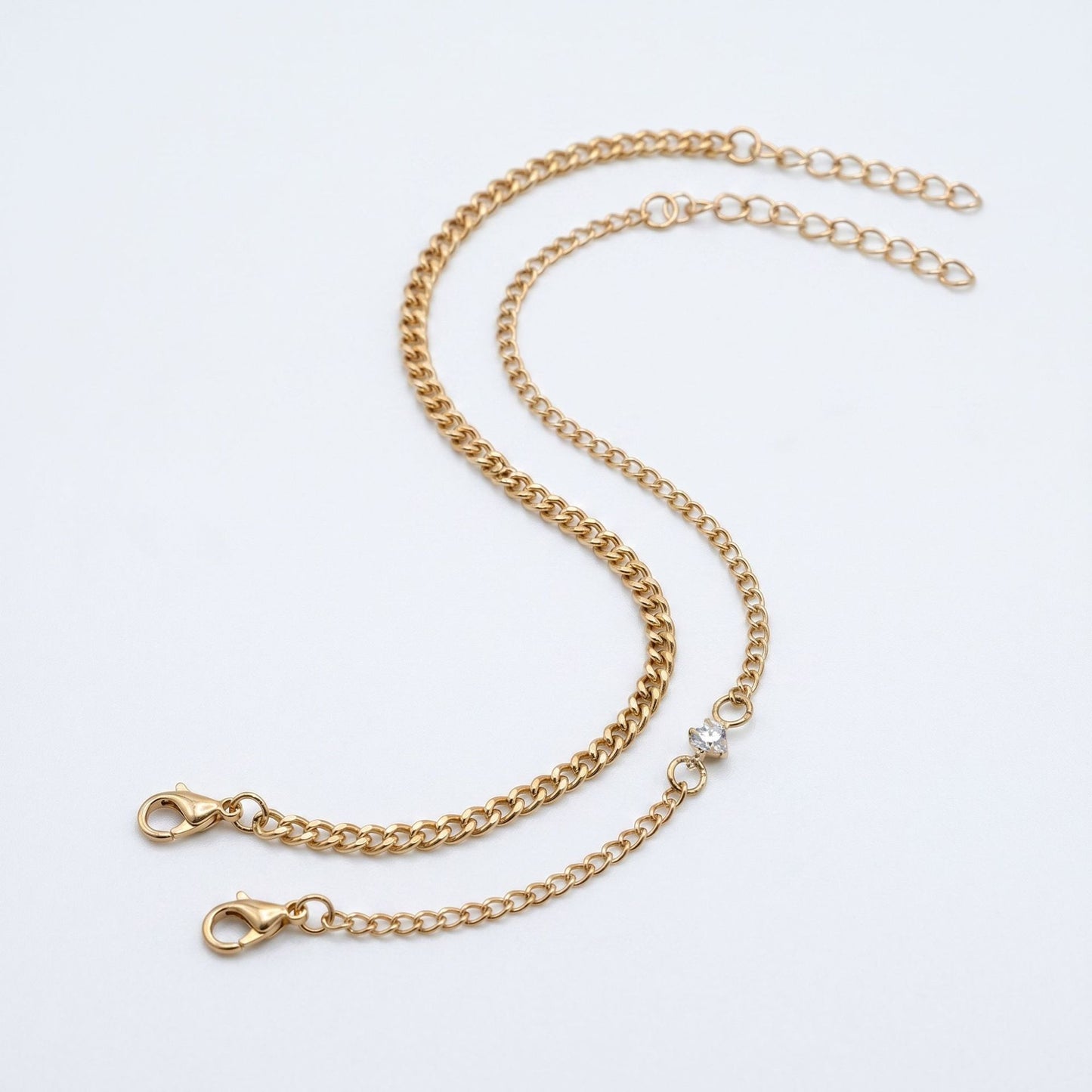 Women's Simple Two-piece Elegant Gold Heart Shape Rhinestone Bracelet