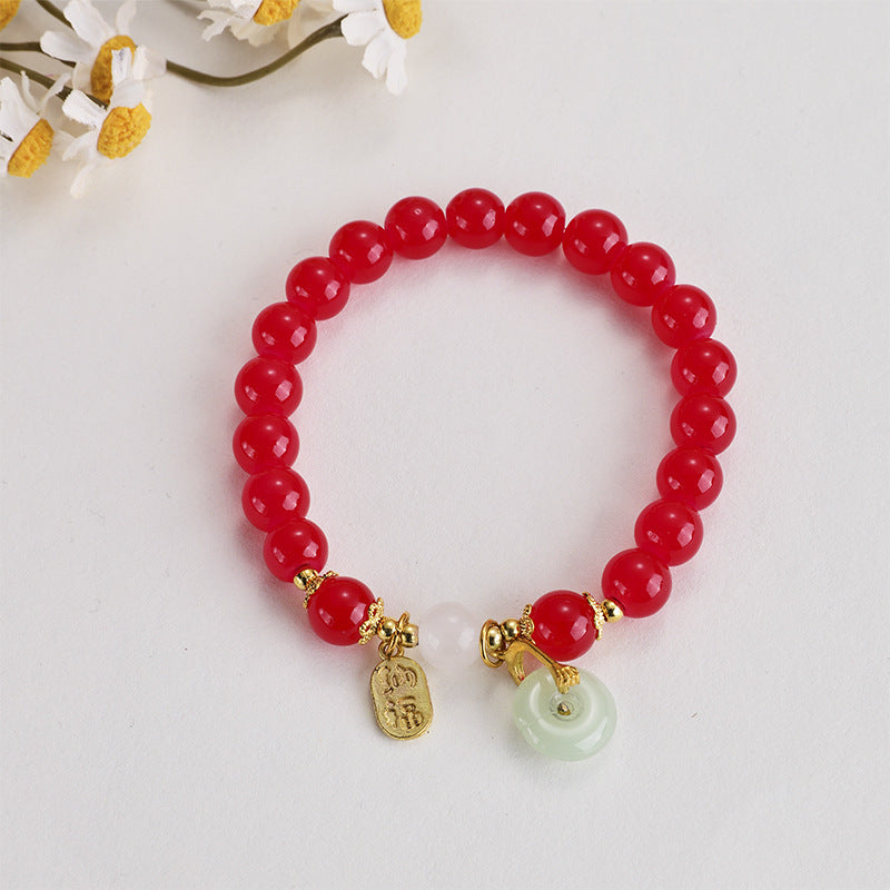 Peace Buckle Imitation Jade Lucky Fortune Bracelets