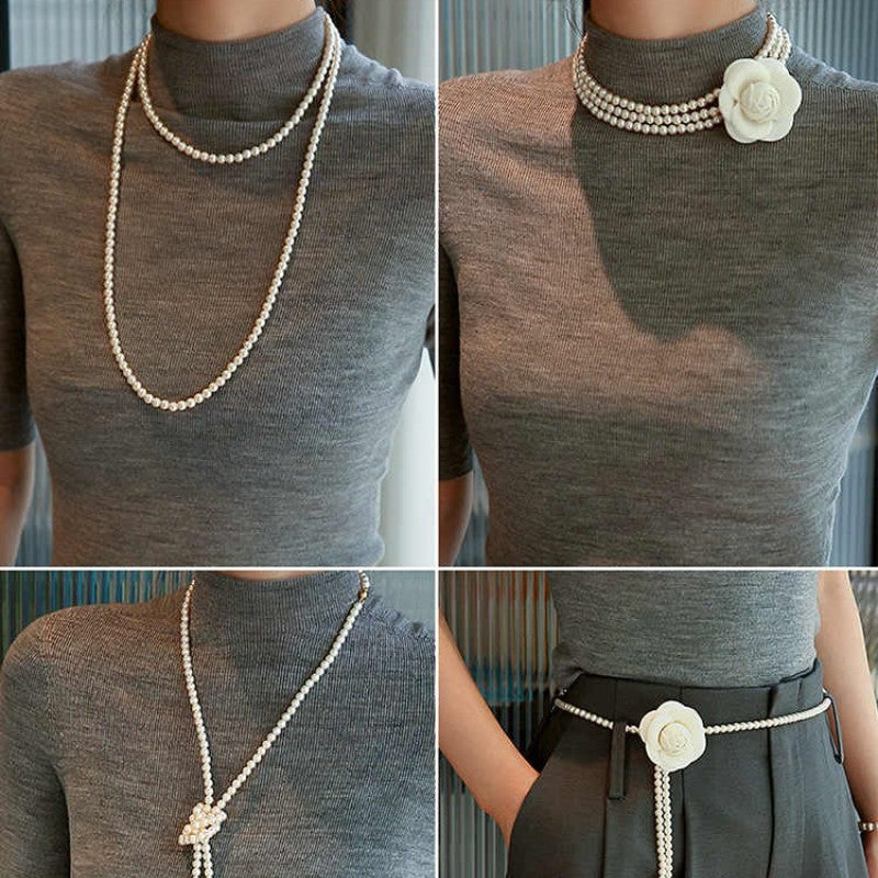 Women's Long Pearl Elegant Fashionable Super Twin Necklaces