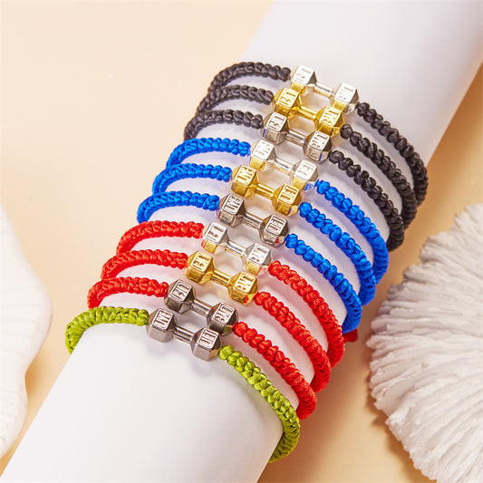 Women's Fashion Big Dumbbell Woven Couple Hand Bracelets