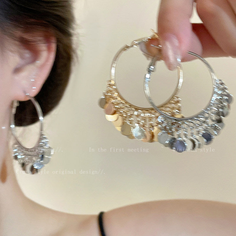 Ethnic Style Wafer Tassel Ear Female Earrings