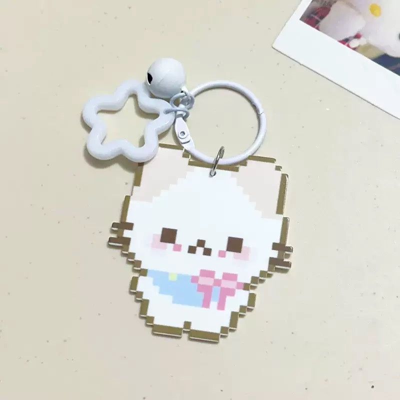 Pixel Cartoon Key Button Schoolbag Cute Acrylic Hang Decorations Hanging Ornaments