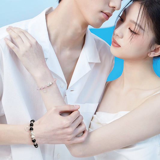 Women's Artificial Opal Couple Design Imitation Strawberry Obsidian Girlfriend Bracelet