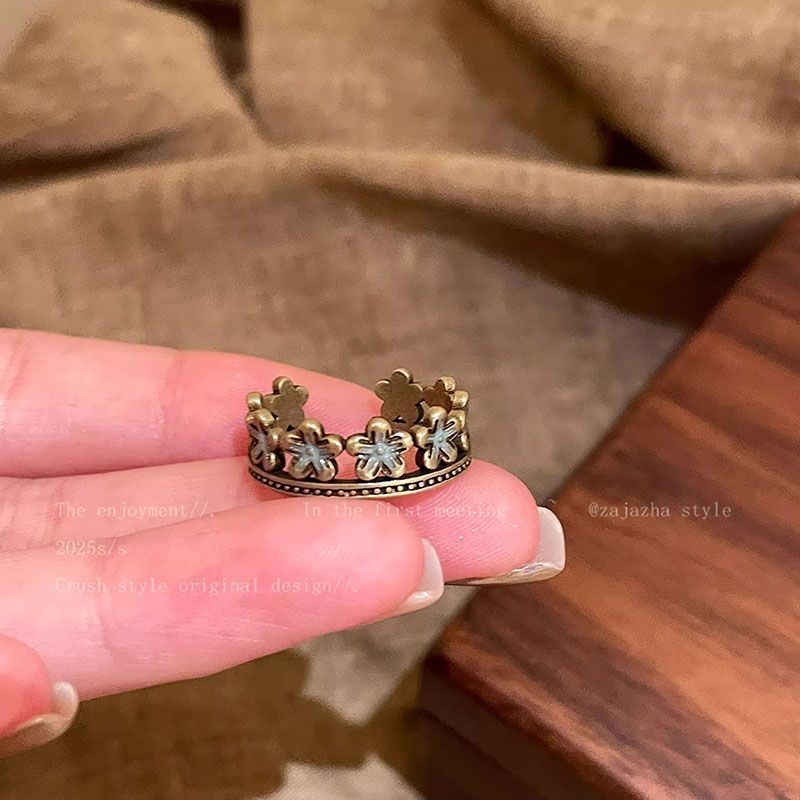 Women's Vintage Love Heart-shaped Ethnic Style Twin Index Ring