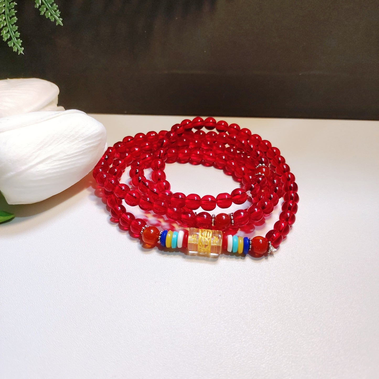 Women's & Men's Beads Four Circles Six Words Mantra Multi Gift Five Bracelet