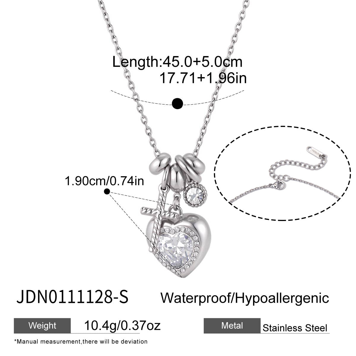 Heart-shaped Zircon Titanium Steel Female Light Luxury Minority Necklaces