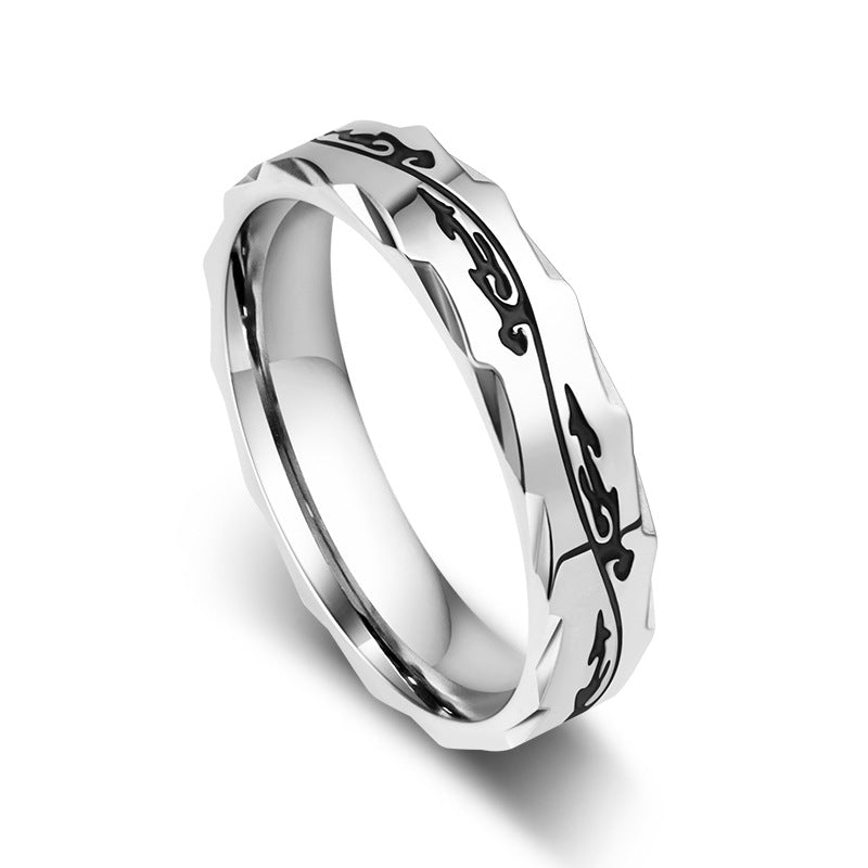 Men's Titanium Steel Personality Niche Stainless Ornament Rings