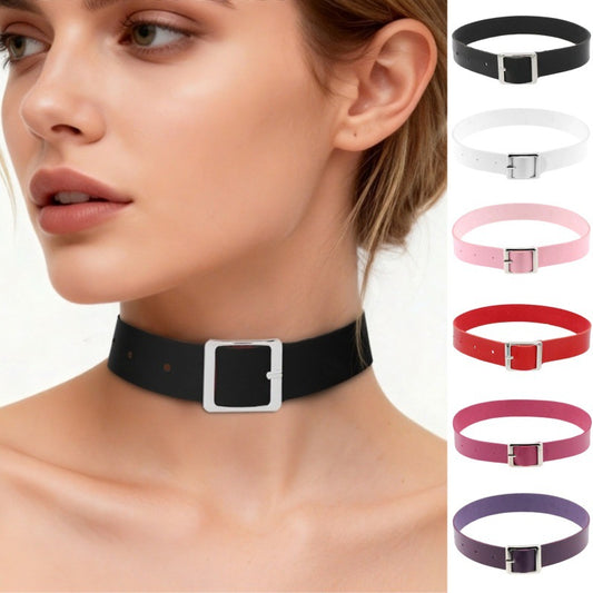 Punk Simple Leather Rock Trend Female Collar