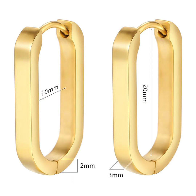 Women's Gold U-shaped Korean Style Geometric Titanium Earrings