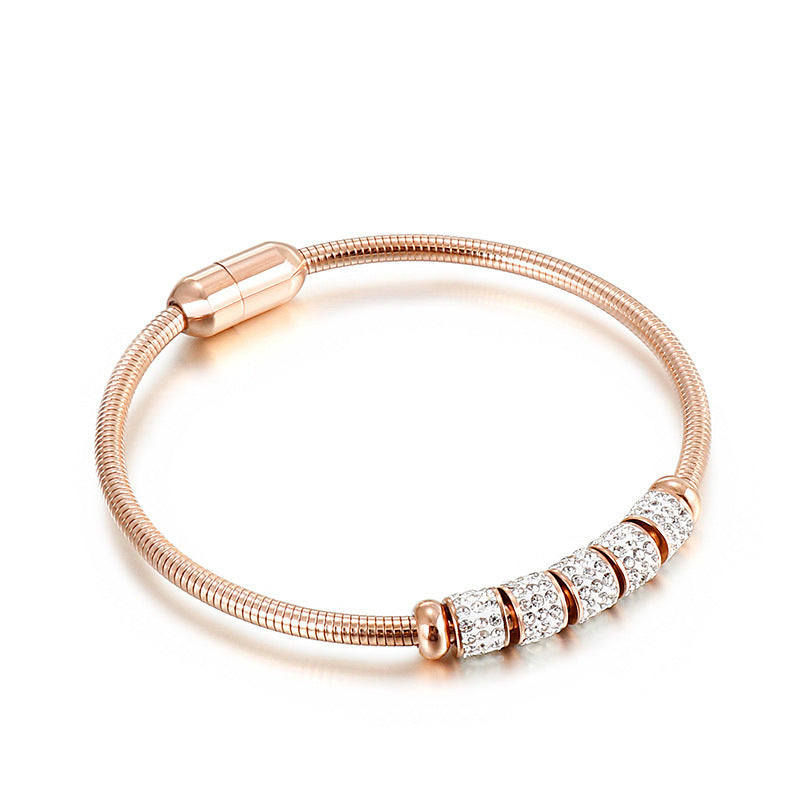 Luxury Fashion Refined Rhinestone Personality Snake Bones Chain Simple Titanium Bracelet