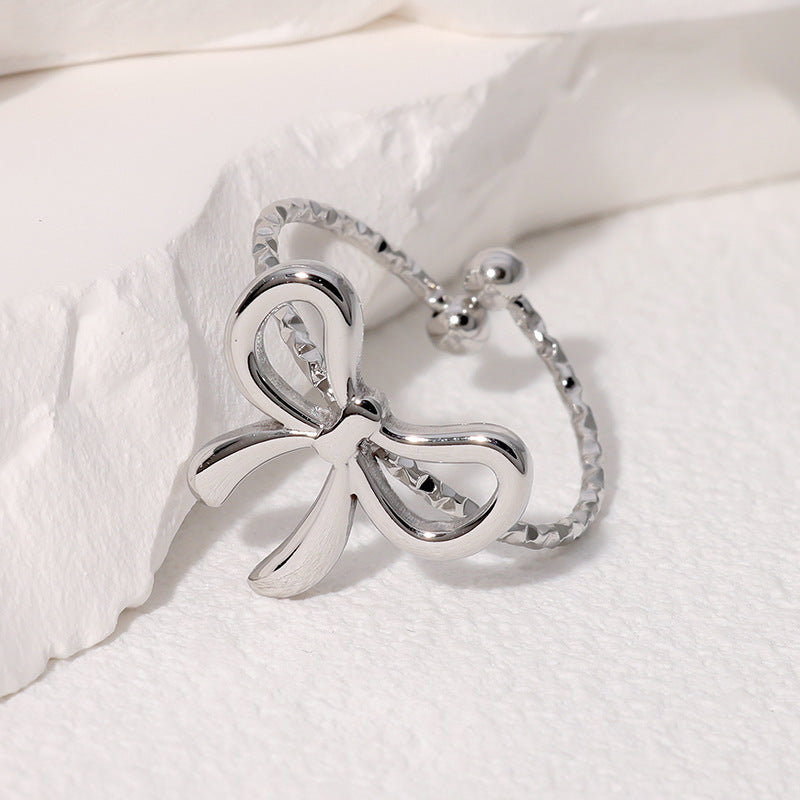 Women's Korean Style Stylish Simple Versatile Tiny Bow Opening Rings