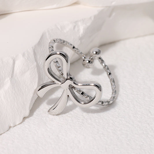Women's Korean Style Stylish Simple Versatile Tiny Bow Opening Rings