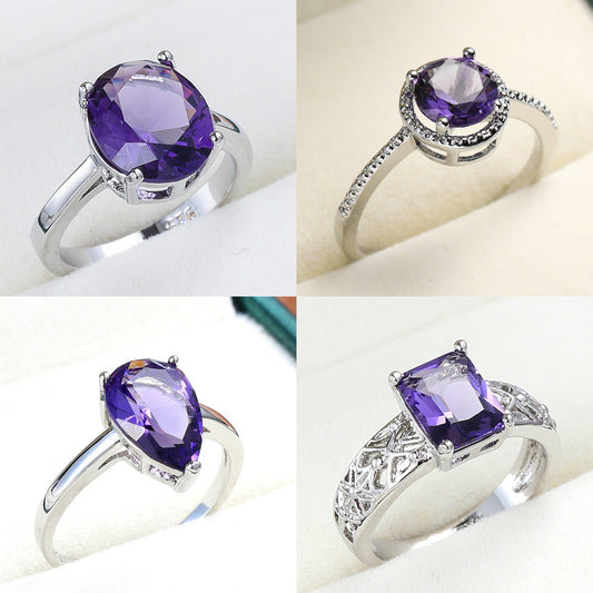 Purple Zircon Fashion Exquisite Small Inlaid Diamond Ring