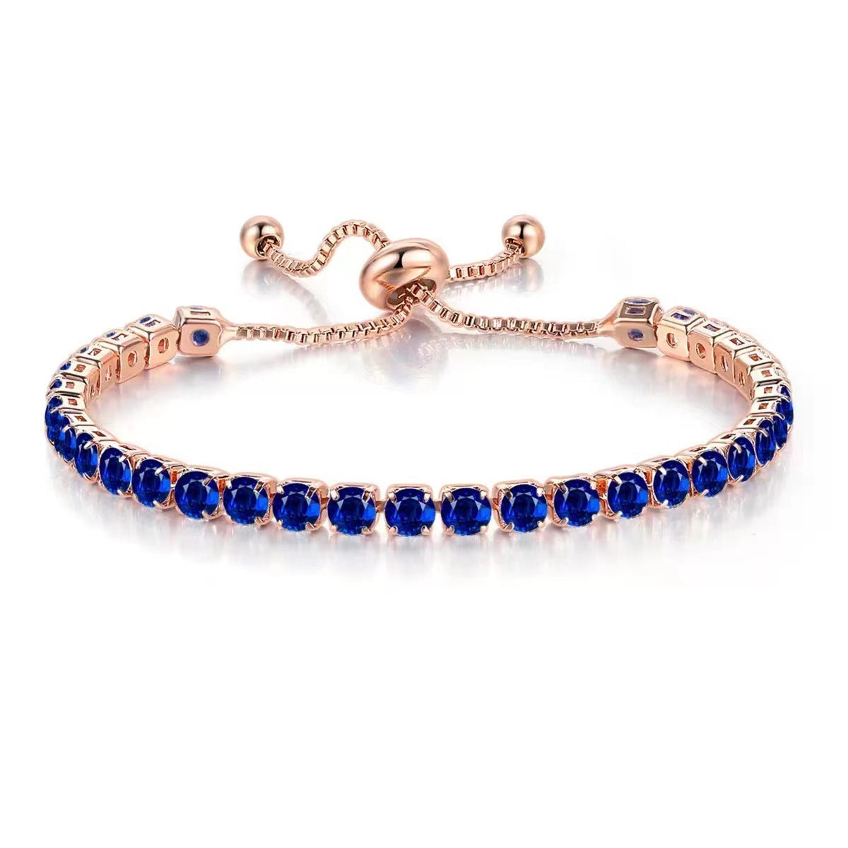 Women's Round Single Row Full Diamond Adjustable Bracelets