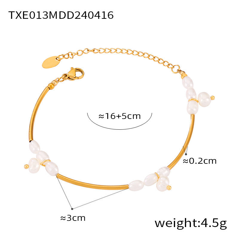 Simple Temperament Gentle Affordable Luxury Style Fresh Water Stringed Pearls Jewelry Set