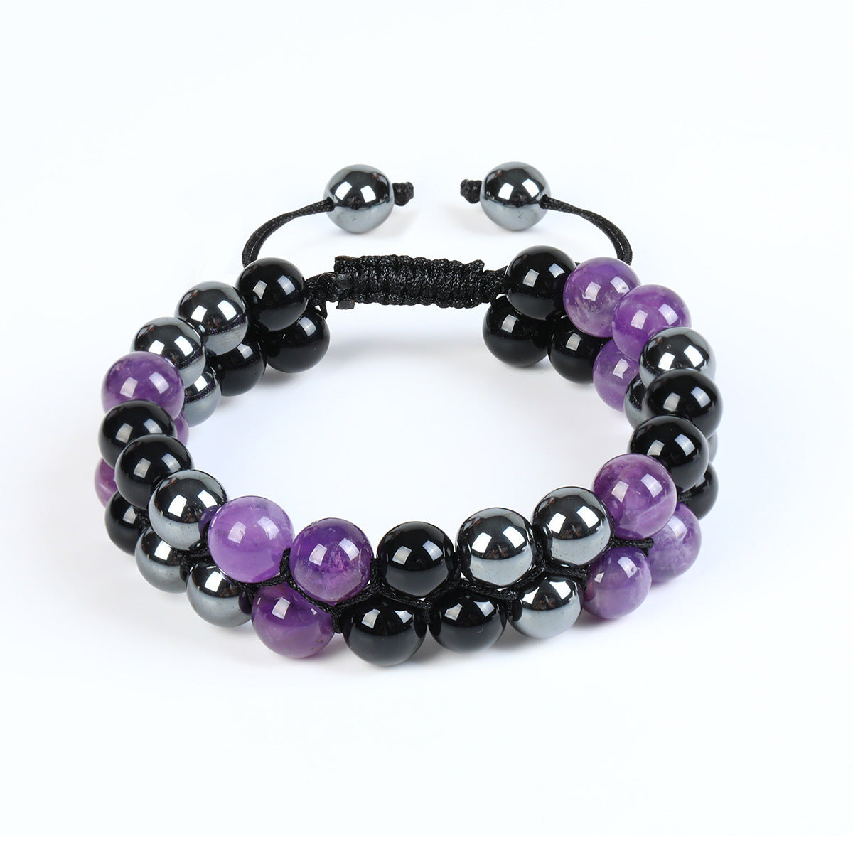 Women's & Men's Cat's Eye Green Pine Red Pattern Black Silk Phantom Natural Bracelet