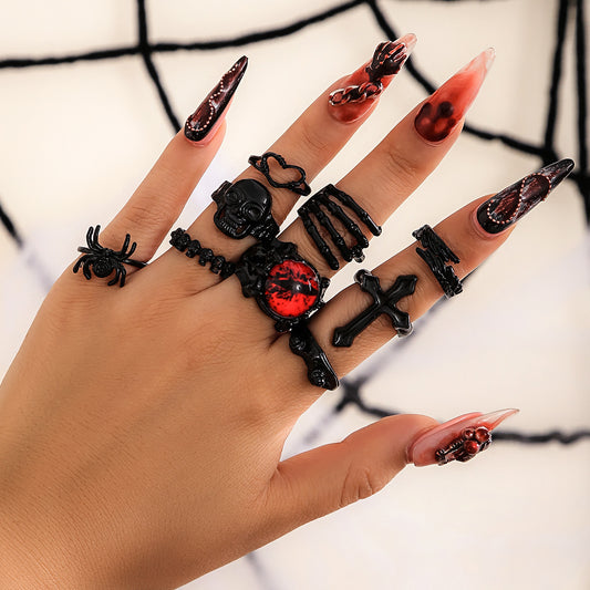 Ghost Skull Suit Niche Halloween Spider Rings